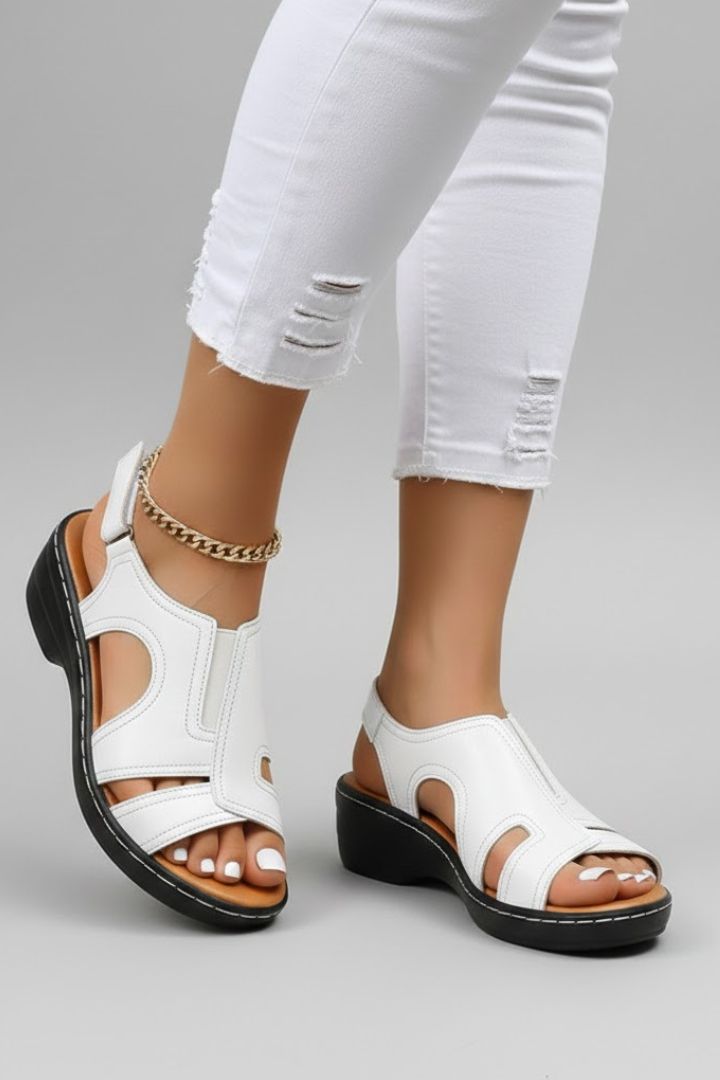 Damen Plateausandalen Offene Spitze Cut-Outs