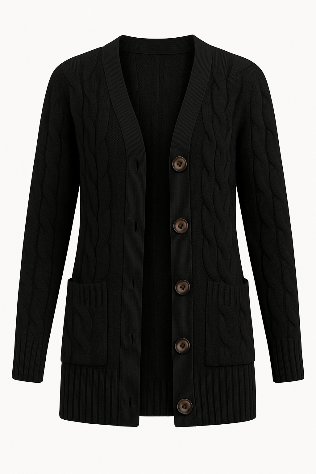 Damen Strickcardigan Zopfmuster Beige