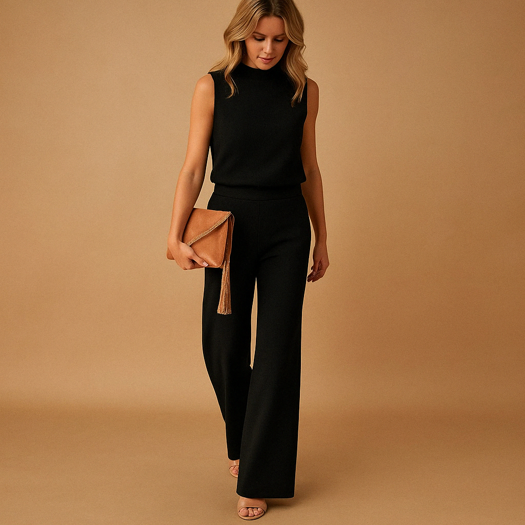 Damen Ärmelloser Jumpsuit Rundhalsausschnitt