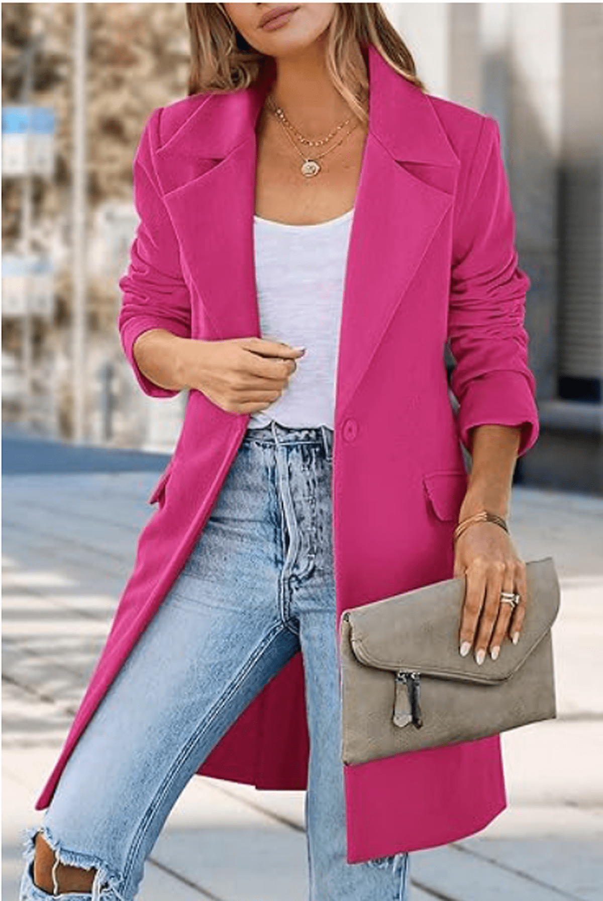 Eveloria Damen Langer Mantel Wollmischung Lässig Beige