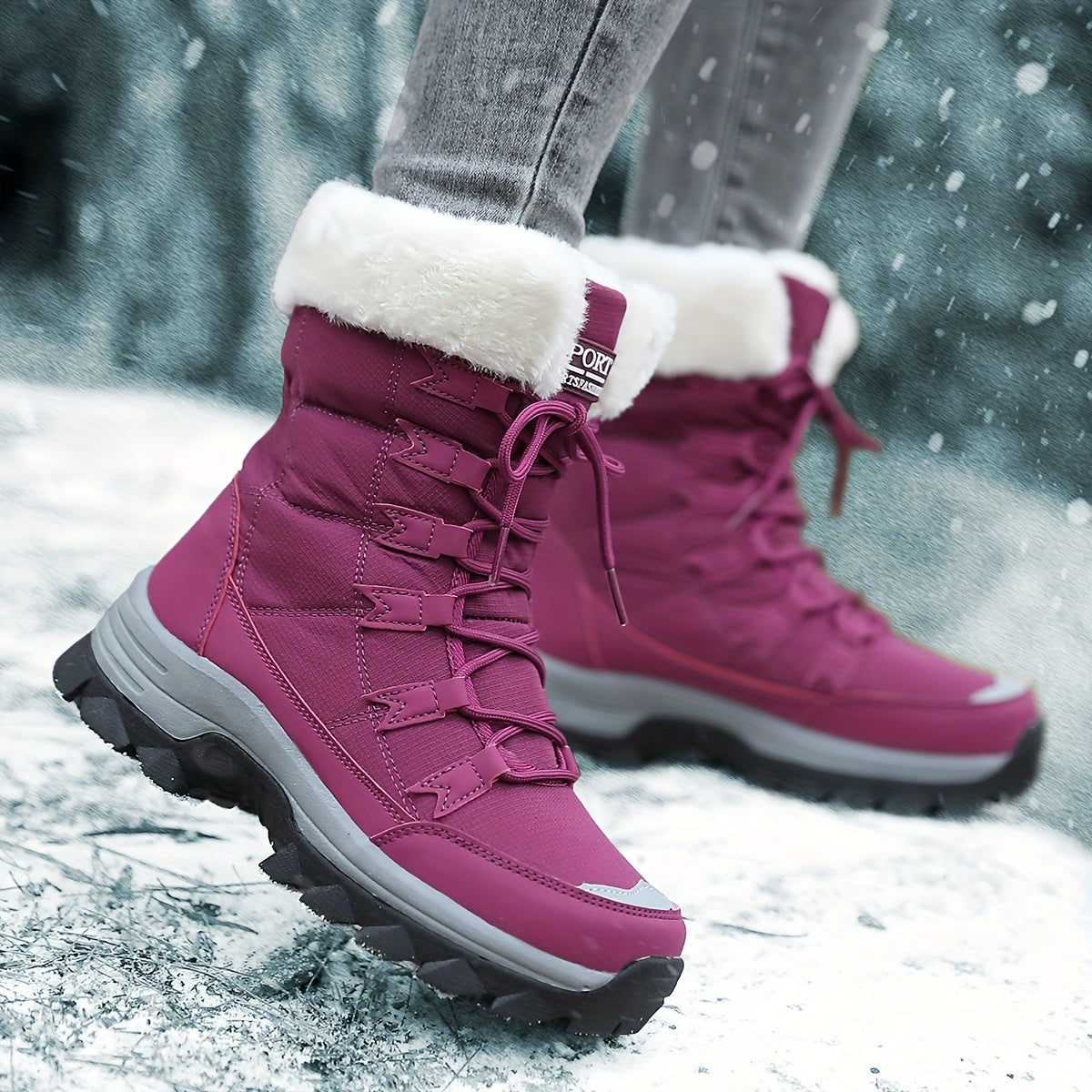 Damen Winterstiefel Braun Wasserfest Rutschfest