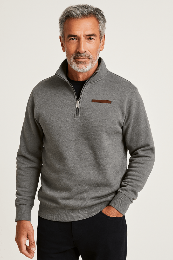 Herren Sport Sweatshirt Reißverschluss Stehkragen Warm Funktionsshirt