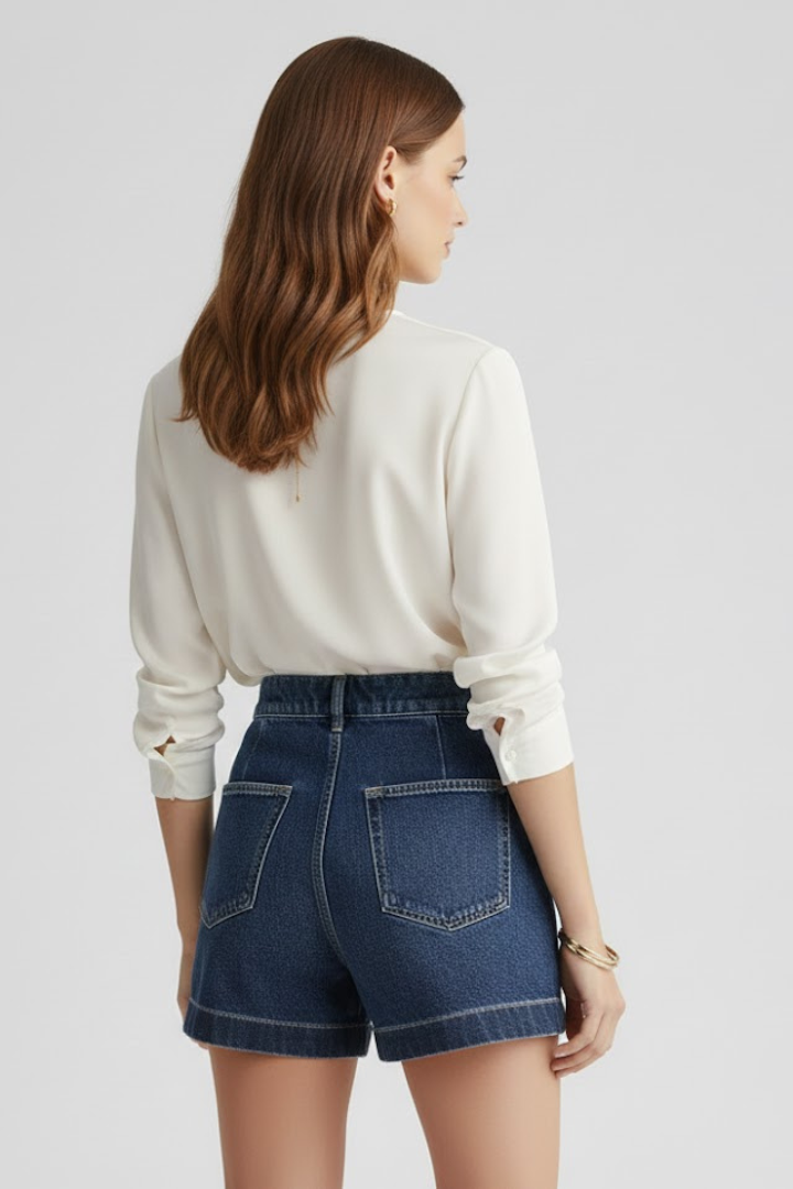 Damen Highwaist Shorts Umgeschlagener Saum