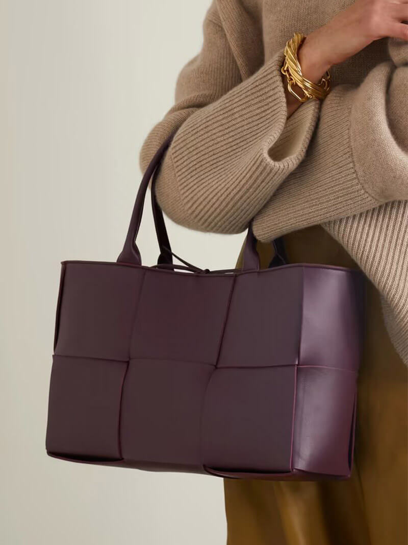 Lederhandtasche Gewebt Modernes Design Braun