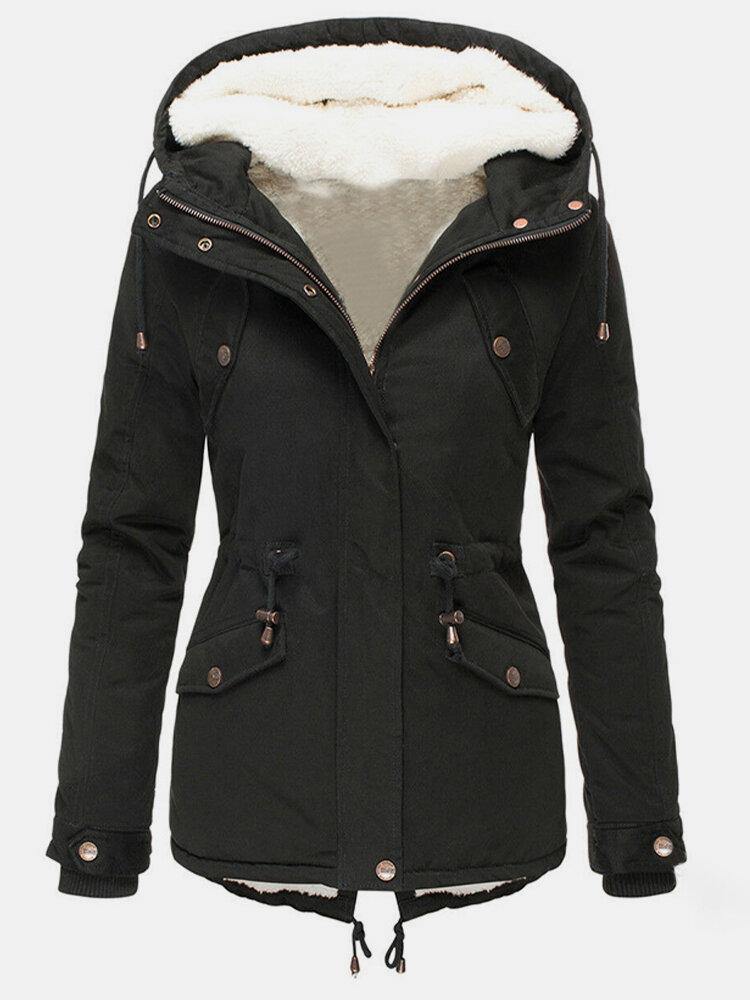 Damen Winterjacke Fleecefüllung Verstellbare Kapuze