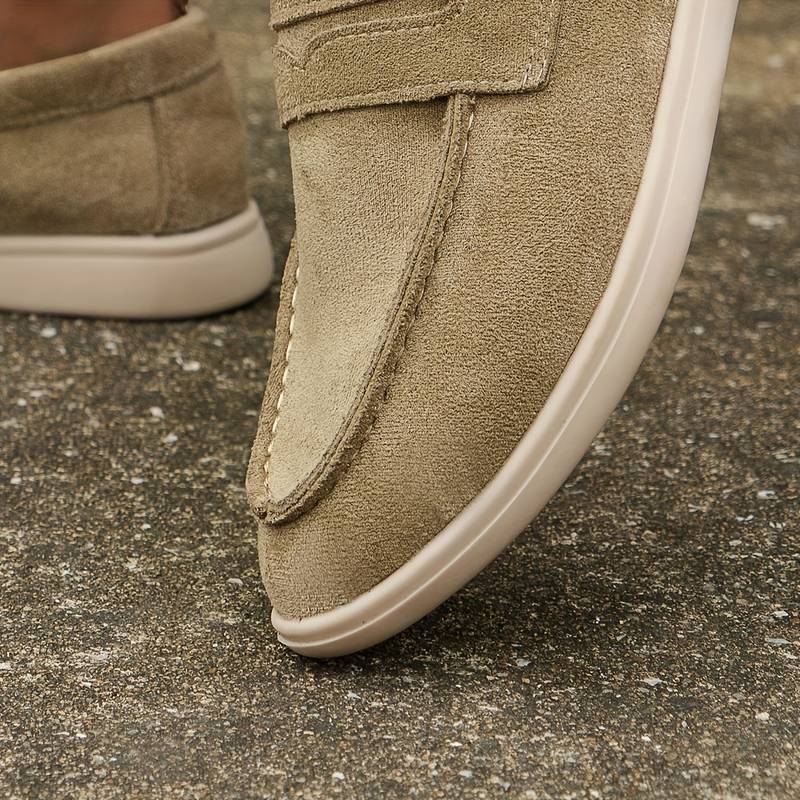 Herren Loafer Dunkelblau Beige Veloursleder