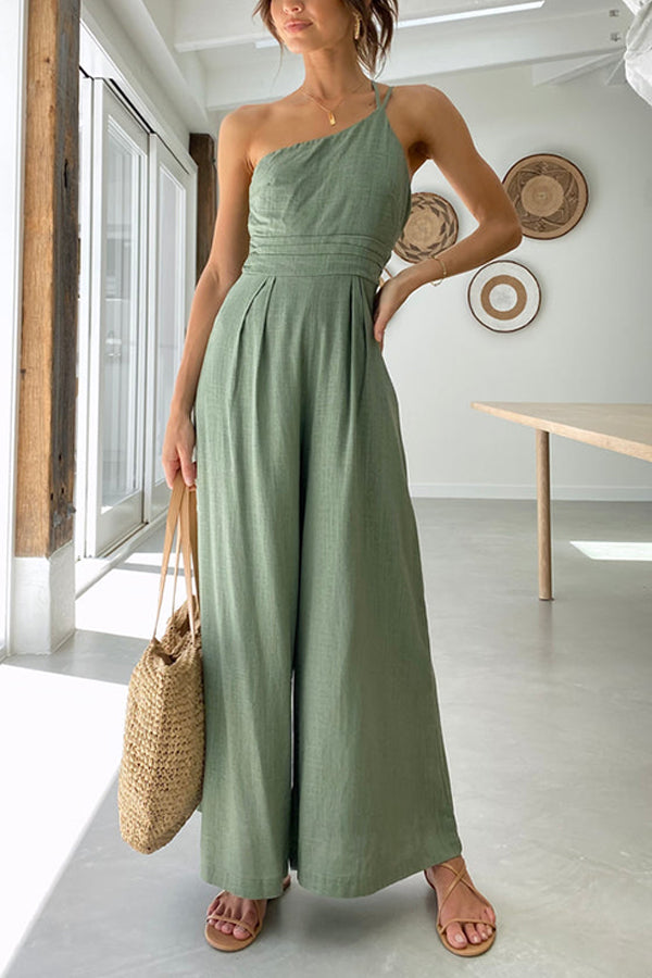 Eveloria Damen Ein-Schulter-Jumpsuit