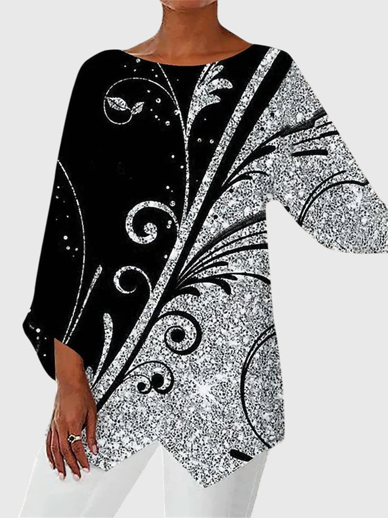 Damen Langarmtop Schmetterlingsmuster