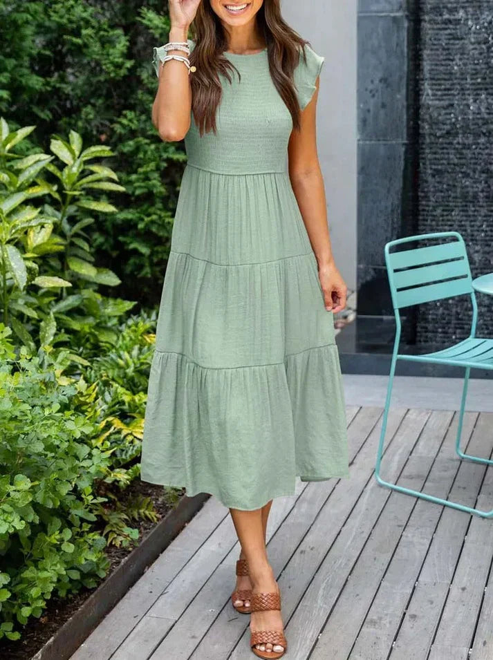 Damen Midi-Kleid Kurzärmelig