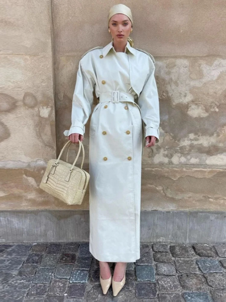 Damen Trenchcoat Baumwollmischung Lässig Lang - Eveloria