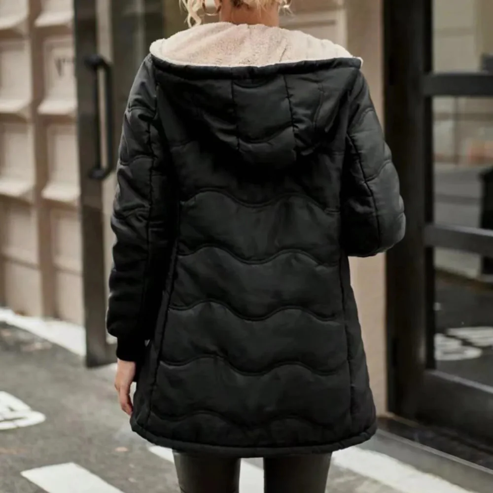 Damen Trenchcoat Slim Fit mit Kapuze, Fleece gefüttert