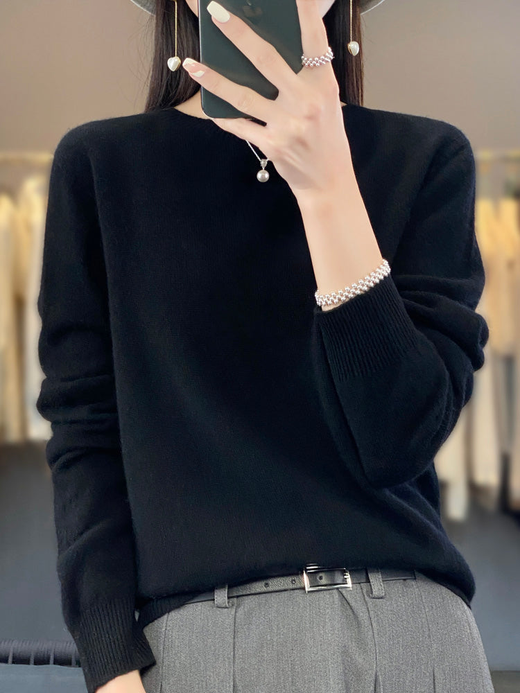 Damen Klassischer Langarm Strickpullover