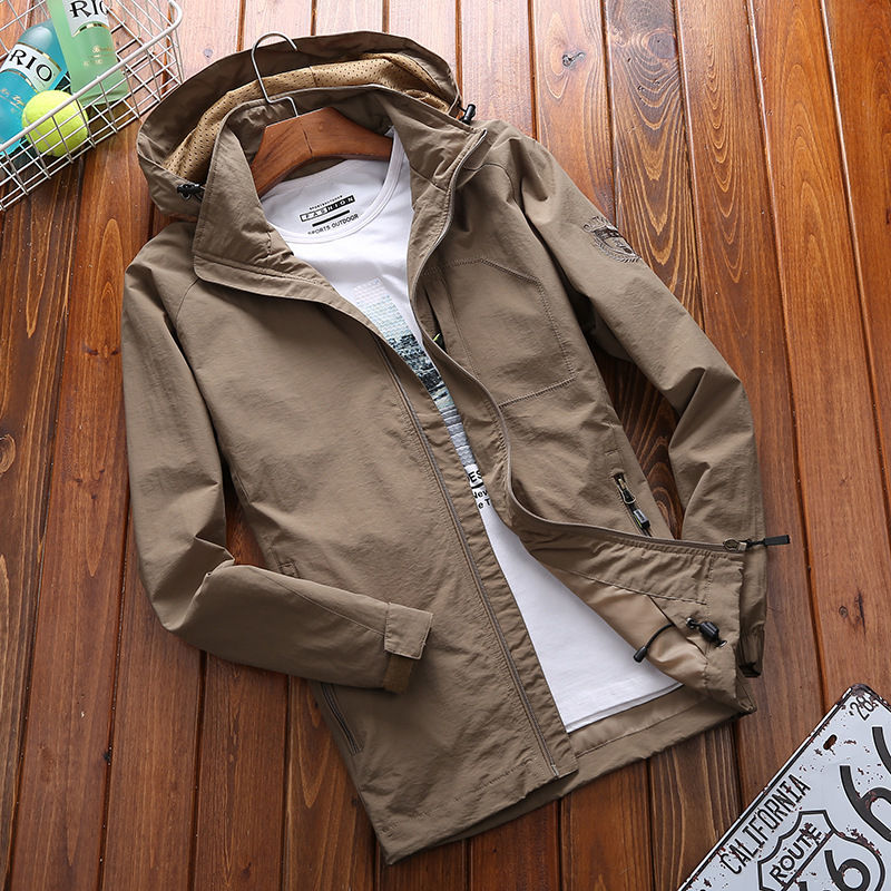 Herren Windbreaker Leicht Atmungsaktiv Kapuze Relaxed Fit