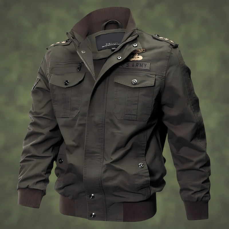 Herrn Bomberjacke Regular Fit Utility-Taschen Militärdesign