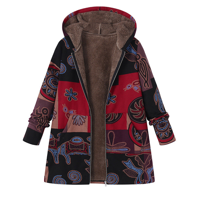 Eveloria Damen Vintage Jacke Bedruckt