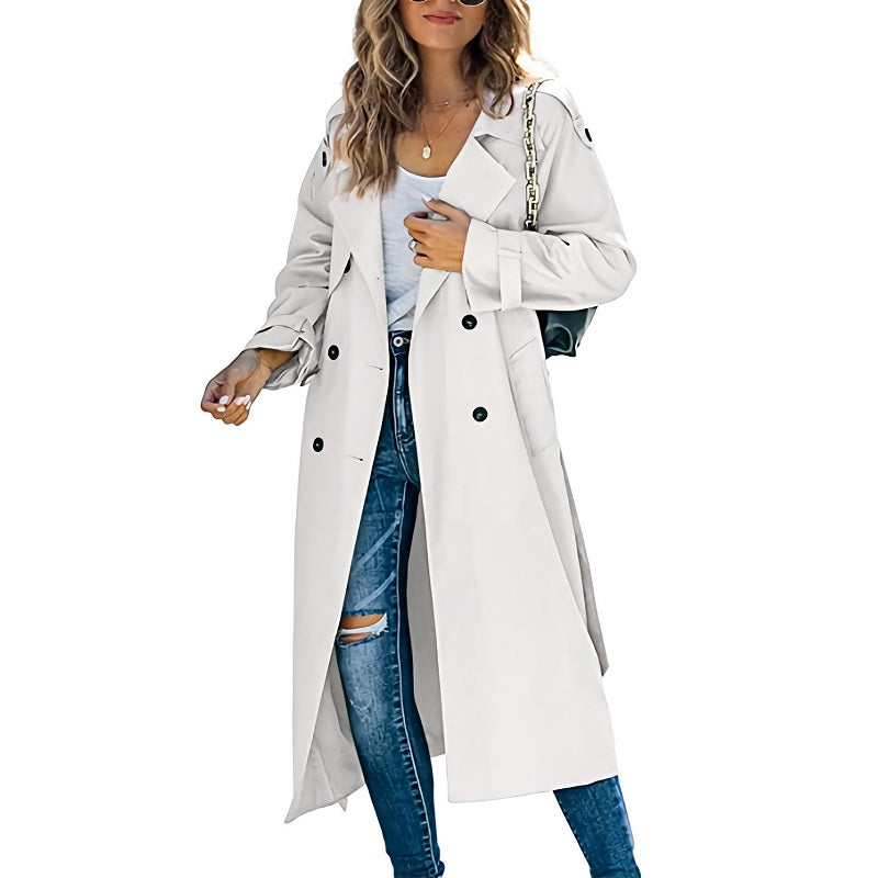 Damen Lässiger Trenchcoat mit Knöpfen