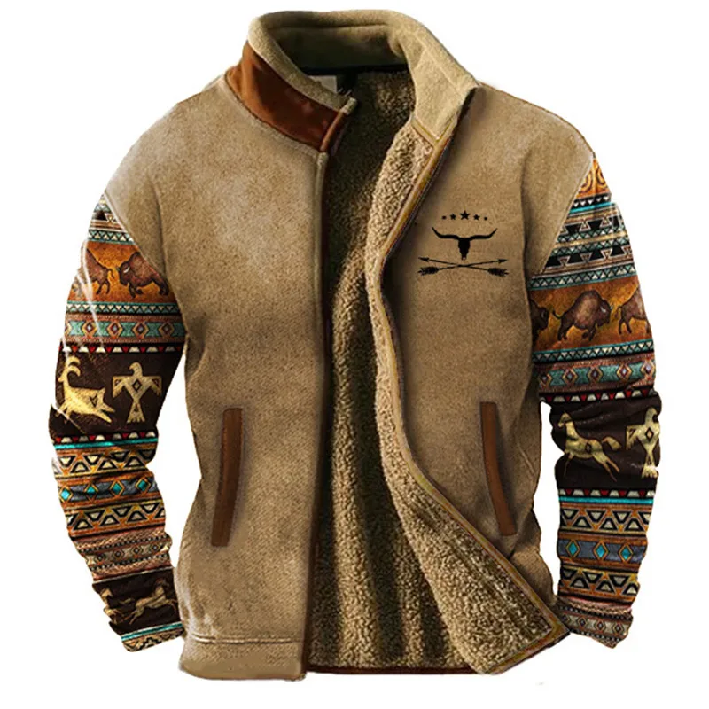 Herren Winterjacke Fleece-Futter Stehkragen