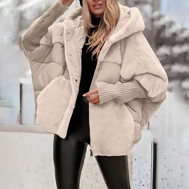 Damen Pufferjacke Oversized Steppdesign Kapuze