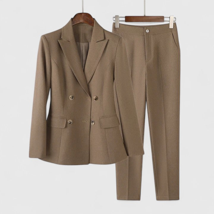 Damen Zweireihiges Blazer Hosen Set