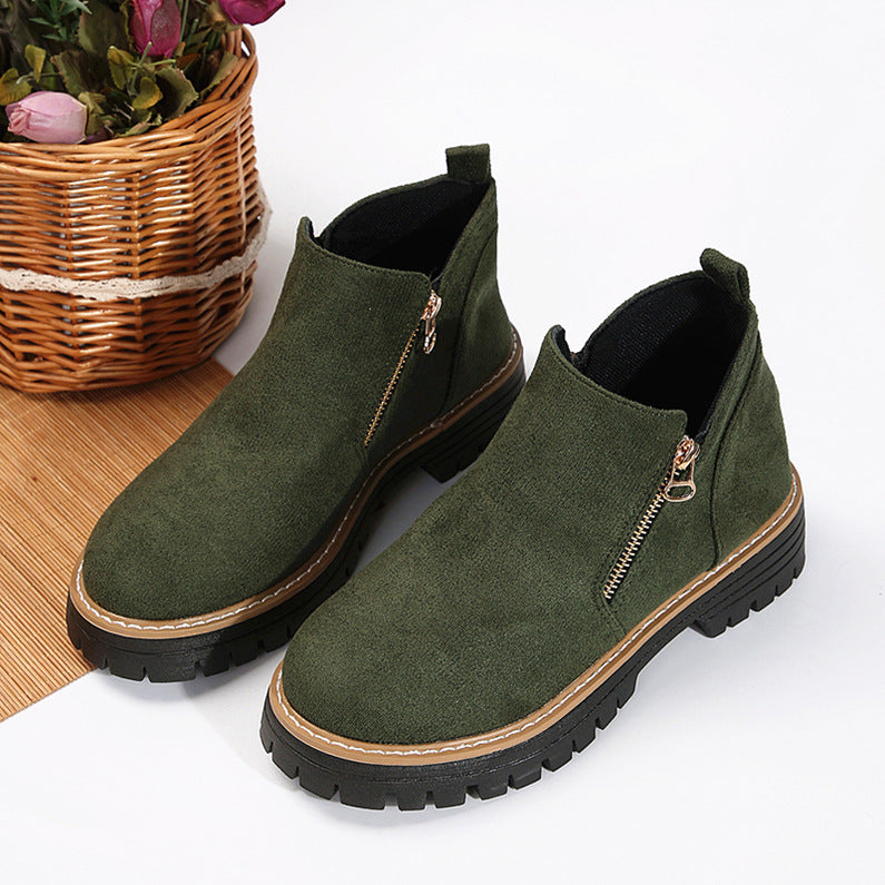 Damen Stiefeletten Reißverschluss Robuste Sohle