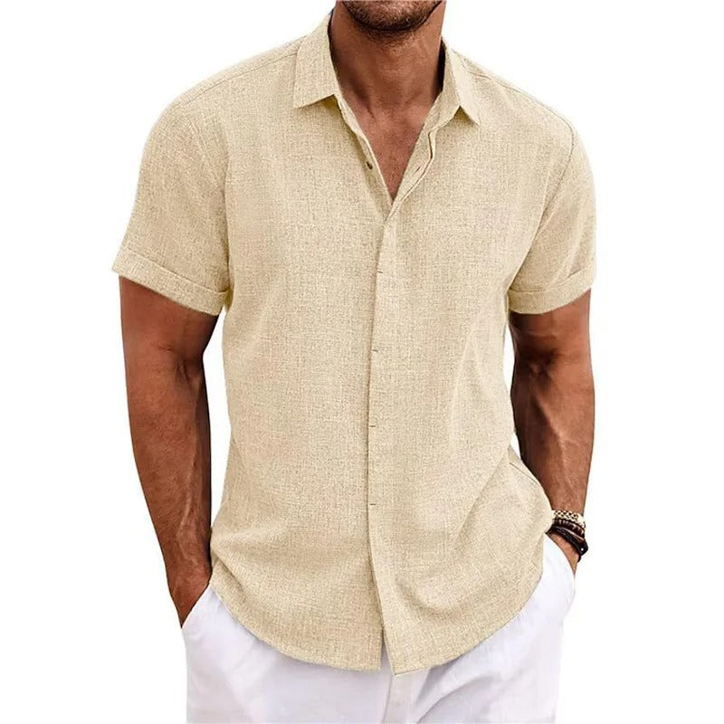 Herren Polo-Shirt Kurzarm Knopf Weiss