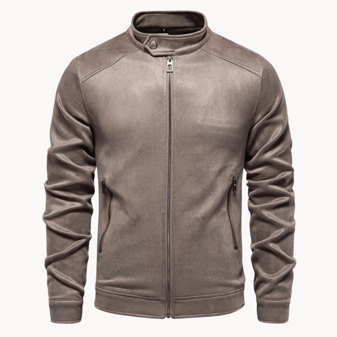Eveloria Herren Wildlederjacke Stilvoll Braun