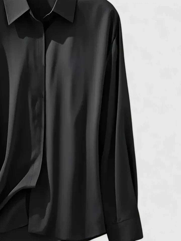 Damen Satin Bluse mit Knopfleiste