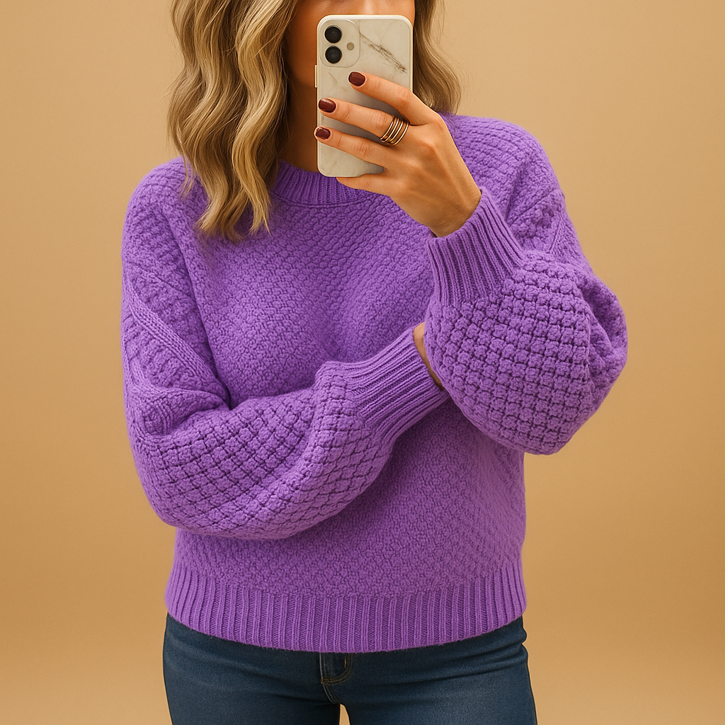 Damen Grobstrickpullover Winterwarm Beige