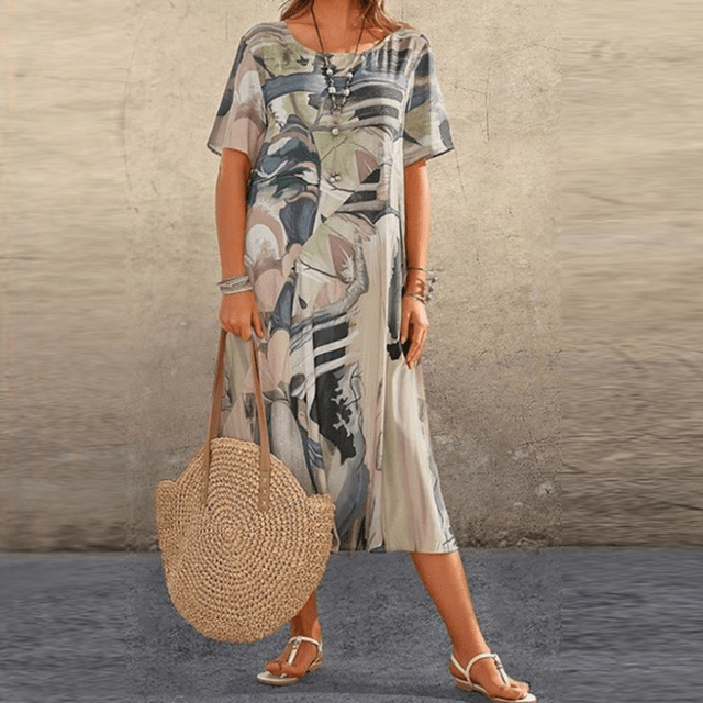 Damen Sommerkleid Blumenmuster Elegantes A-Linie