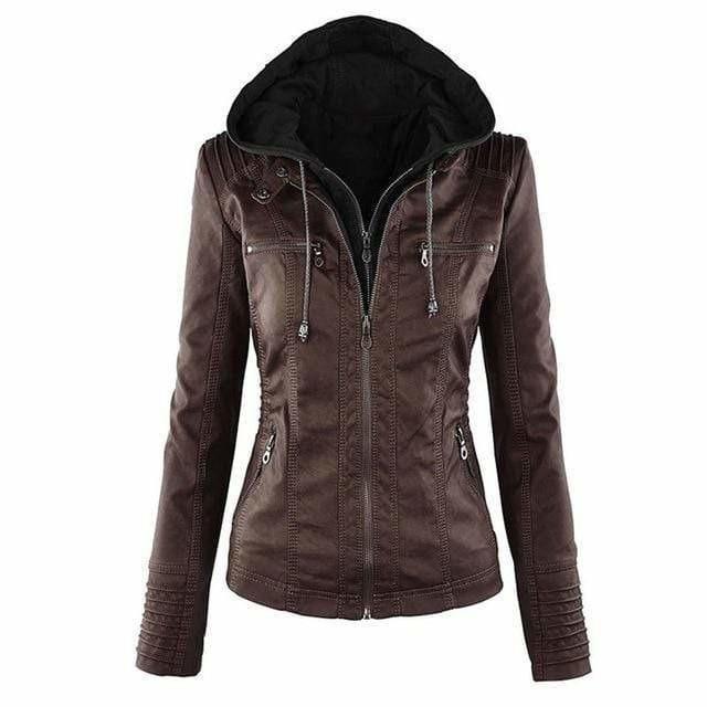 Eveloria Damen Kunstleder Pullover Mit Kapuze