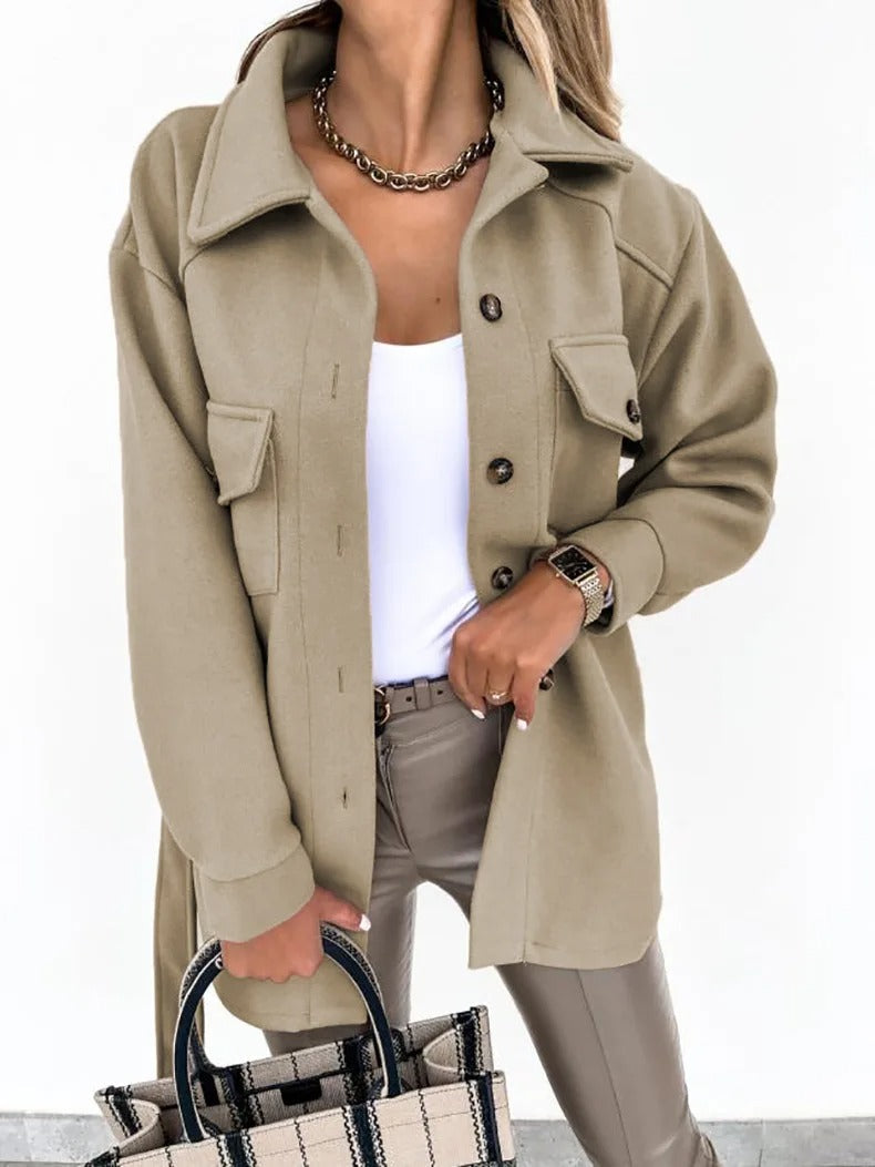 Damen Sommerjacke Leichtes Woll Langjacke