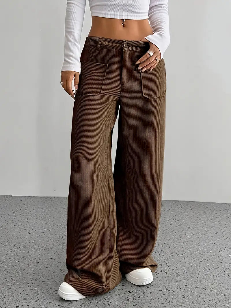 Eveloria Damen Cordhose Baumwollmischung Weit