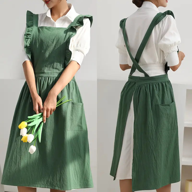 Retro Schürze Damen Rüschen Taschen