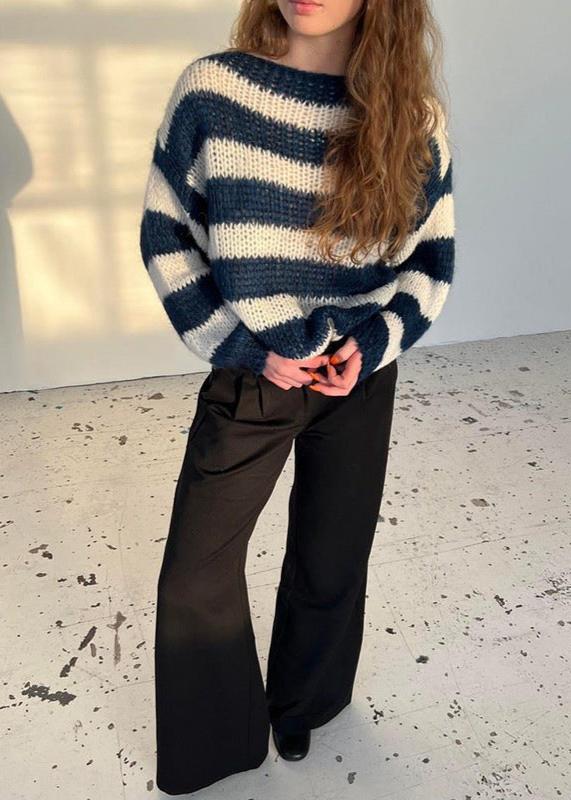 Damen Oversize Pullover Streifenmuster Bequem