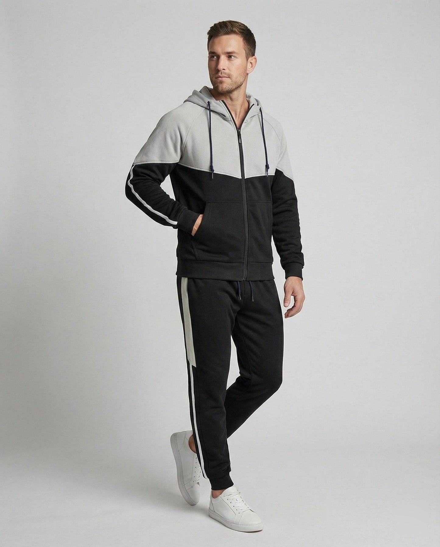 Herren Jogginganzug Reißverschlussjacke Baumwolle