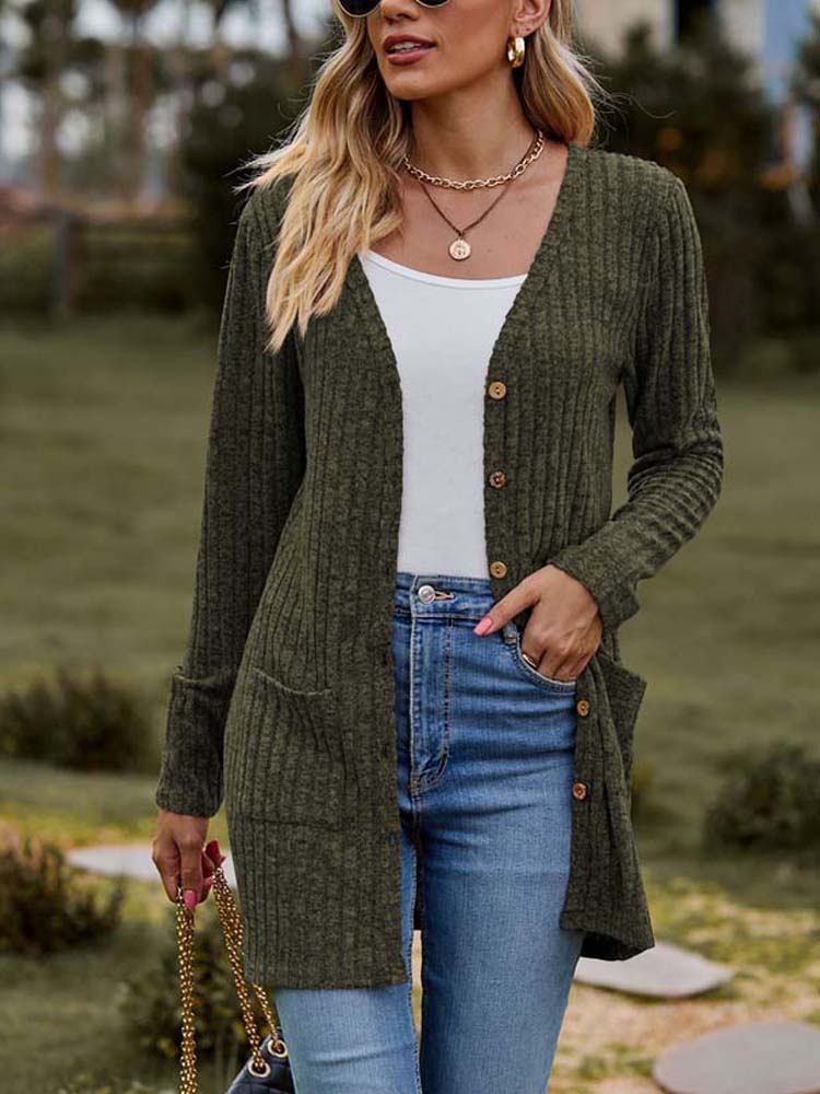 Damen Strickjacke Mit Taschen