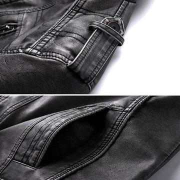 Herren Lederjacke Biker-Look Reißverschluss