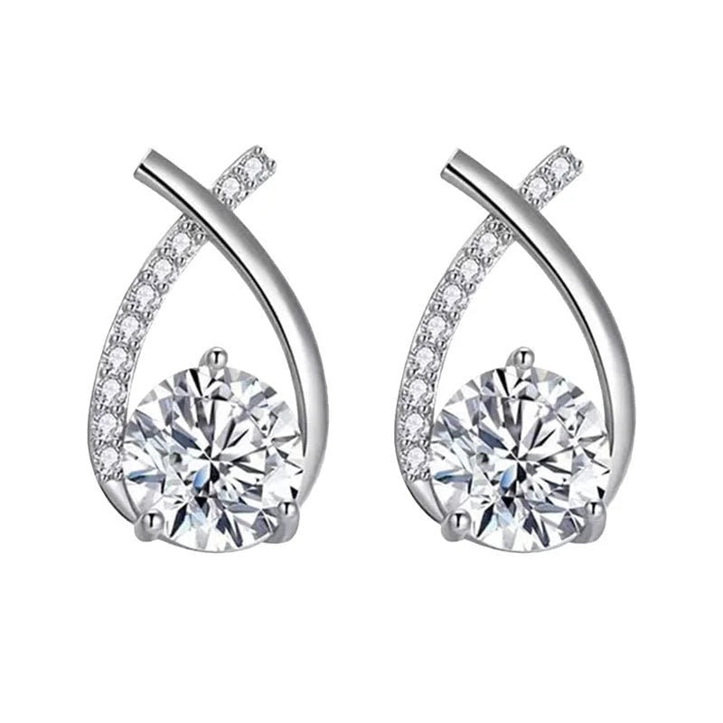 Eveloria Kristall Ohrringe Kreuz Eleganz Silber