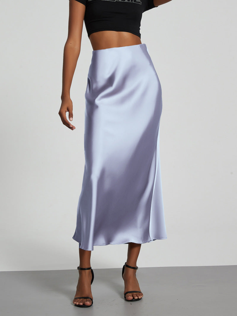 Damen Satin Midi Rock Fließend
