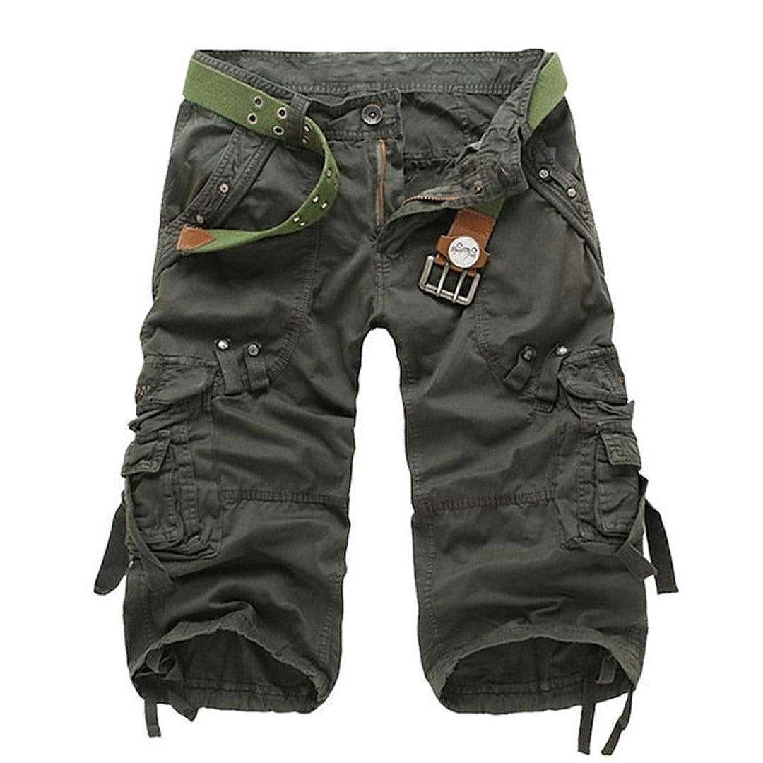 Heinrich Herren Cargo-Shorts Multi-Taschen Gürtel Beige