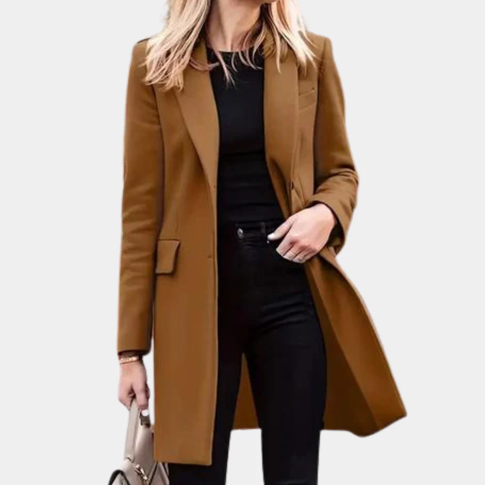 Eveloria Damen Trenchcoat Taillierte Passform Reverskragen