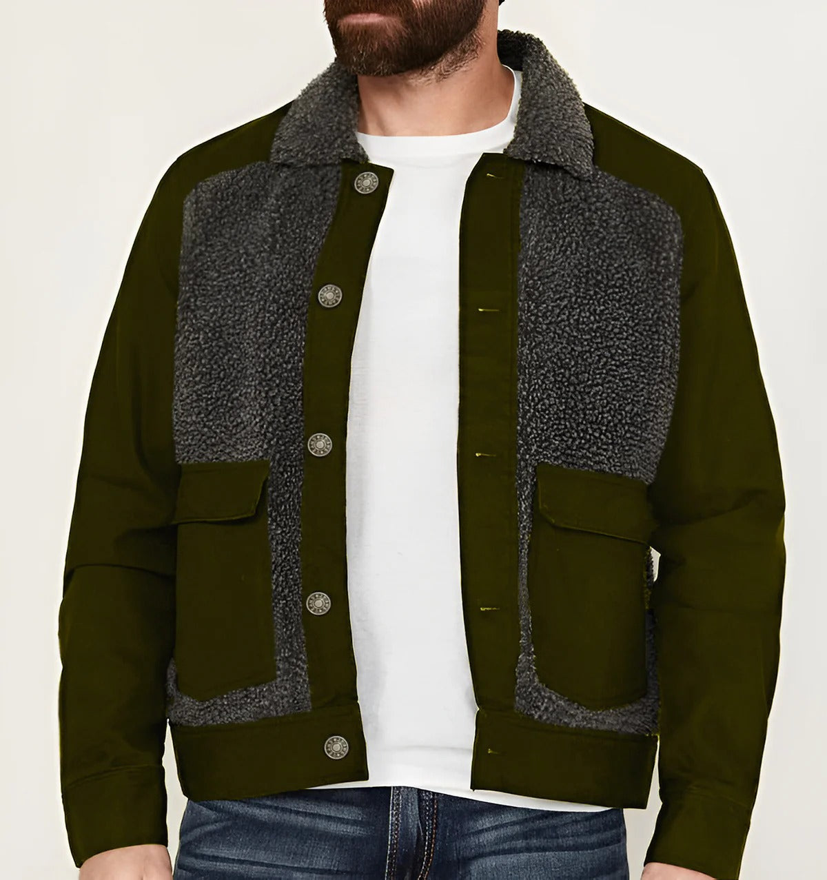 Herren Truckerjacke Raphael Regular Fit Sherpa Kragen Hüftlang