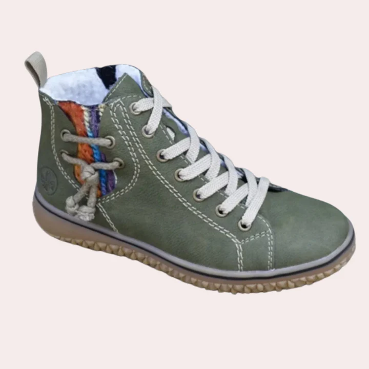 Eveloria Damen Knöchelstiefel Glattes Leder Schnürsenkel