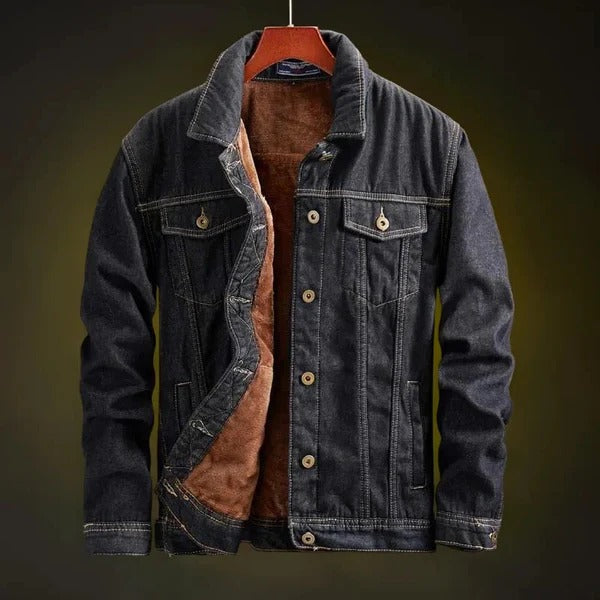 Herren Denim Truckerjacke Fleece Innenfutter Relaxed Fit