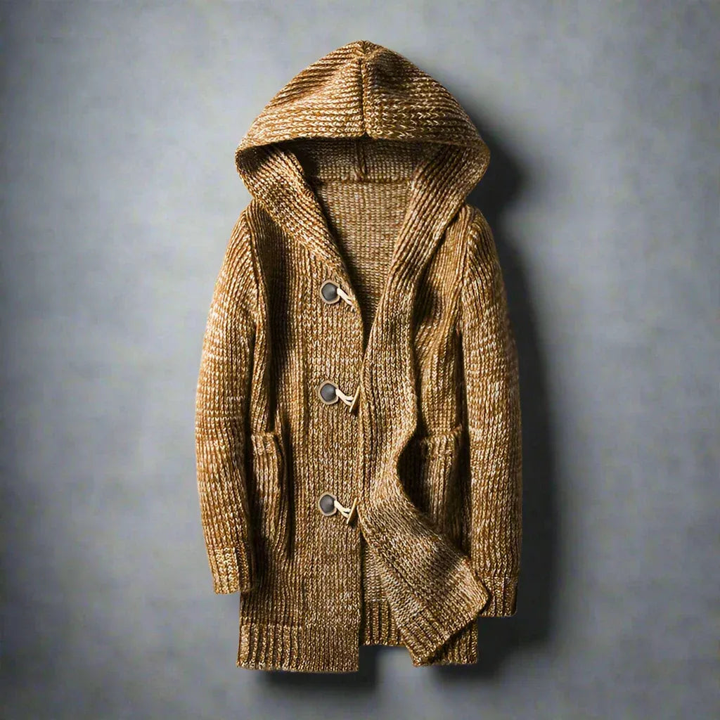 Herren Strickcardigan Kapuze Regular Fit Knebelknöpfe