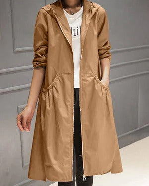 Eveloria Damen Trenchcoat Wasserdicht Kapuze Lässig