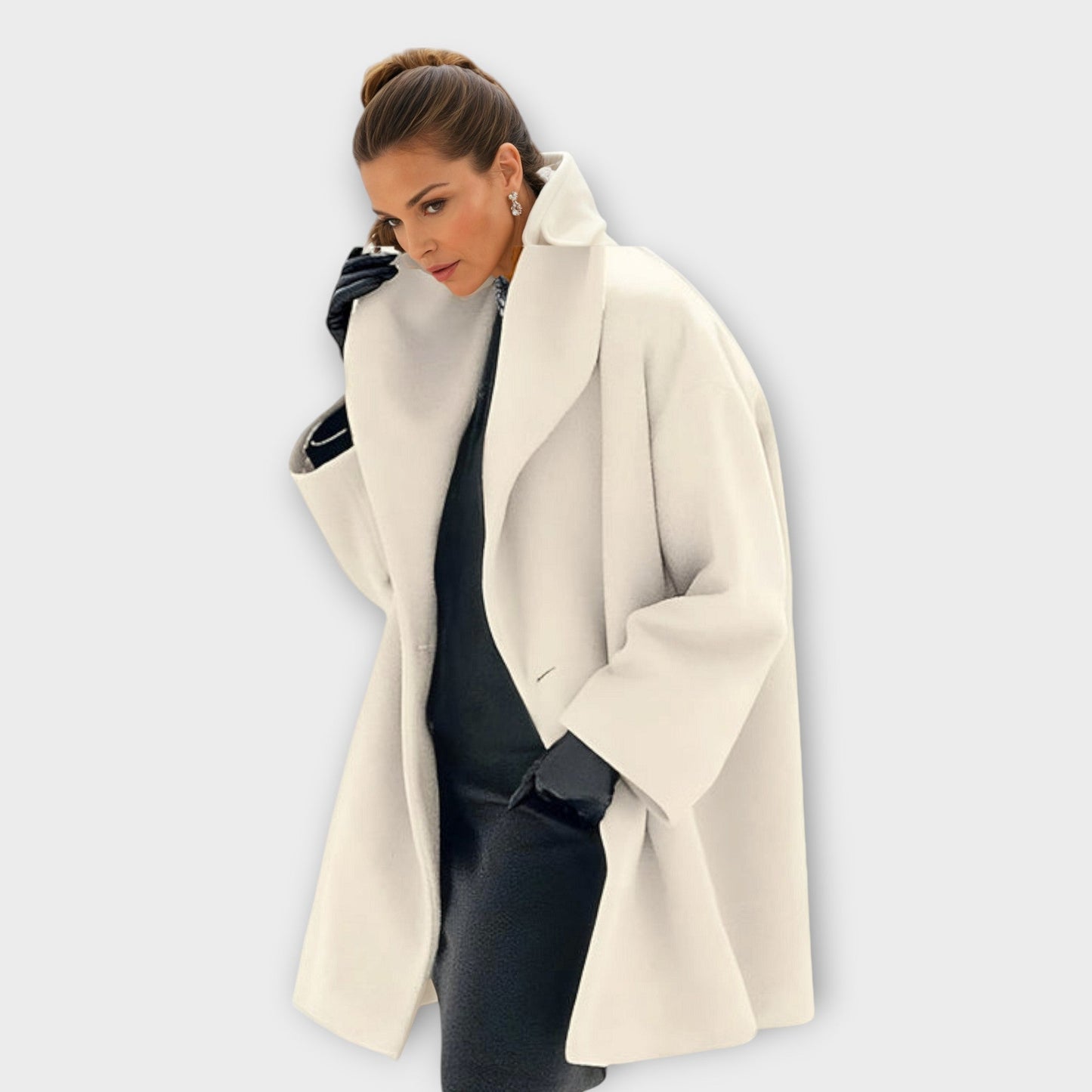 Damen Wollmantel Oversize Weit Schnitt