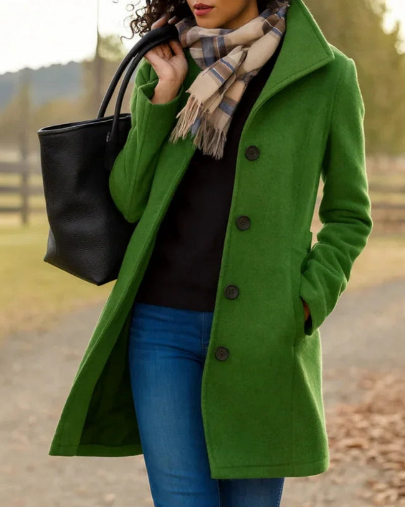 Damen Trenchcoat Klassisch Wollmix