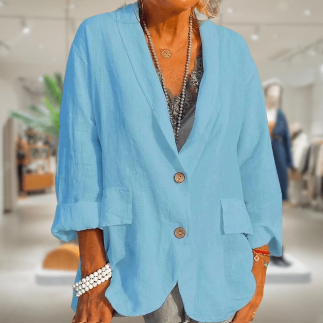 Eveloria Damen Leinenblazer Beige