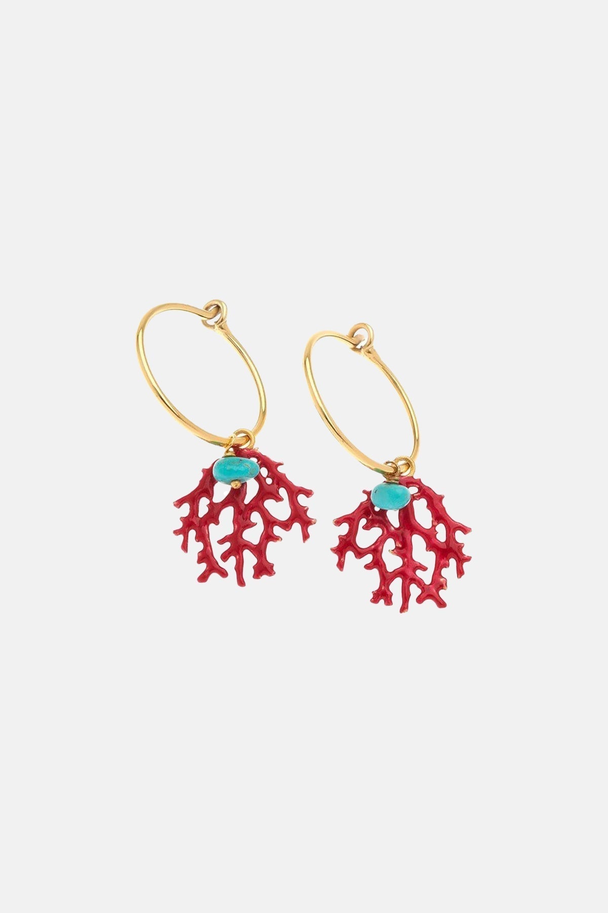 Eveloria Damen Ohrringe Hoops Koralle Rot/Gold - Eveloria